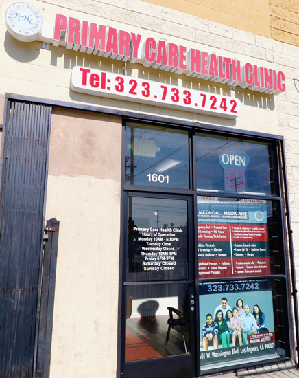 Primary Care Health Clinic, call 323.733.7242